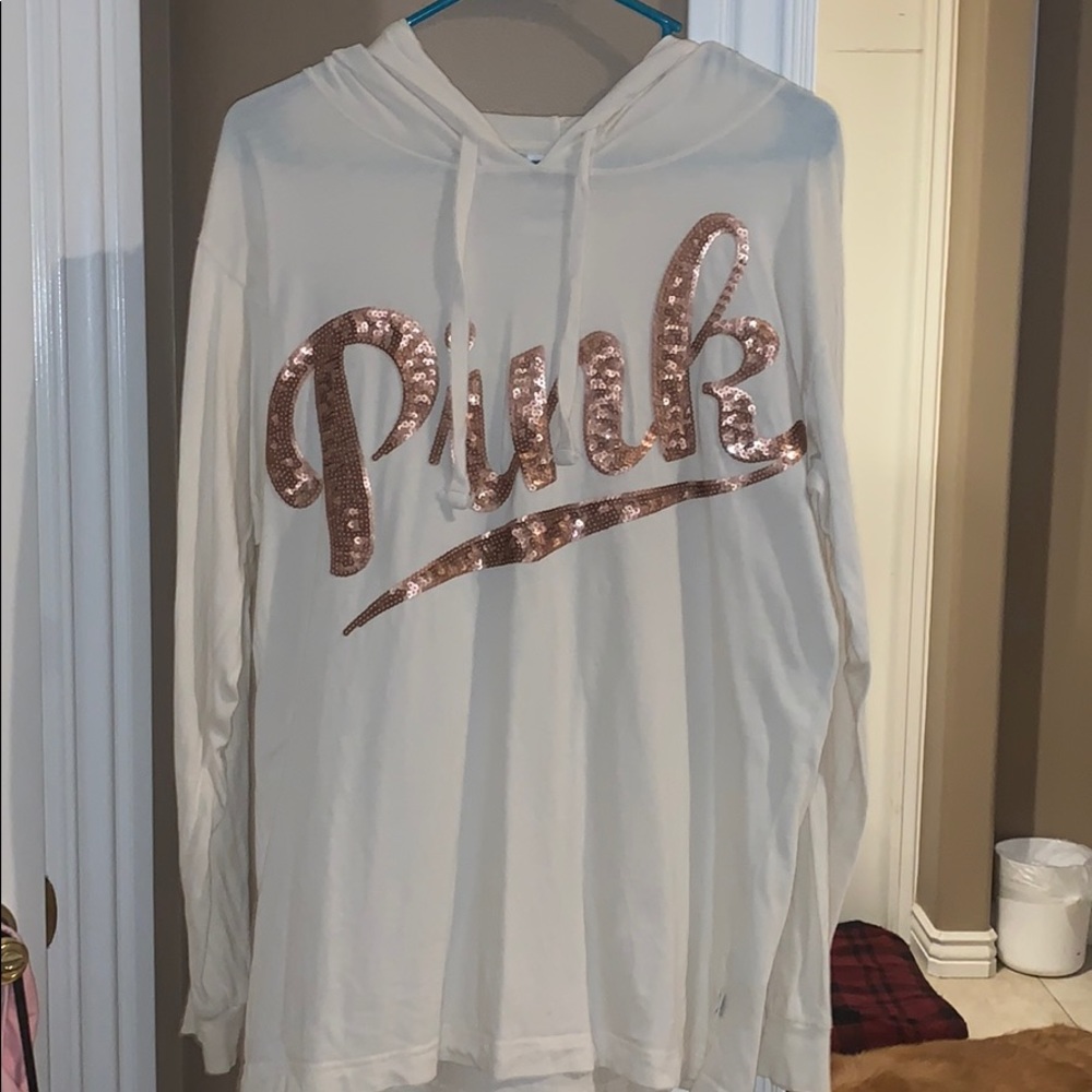 Rose gold sequin PINK hoodie